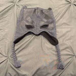 Batman Gray Knit Mask Hat with Braided Tassels